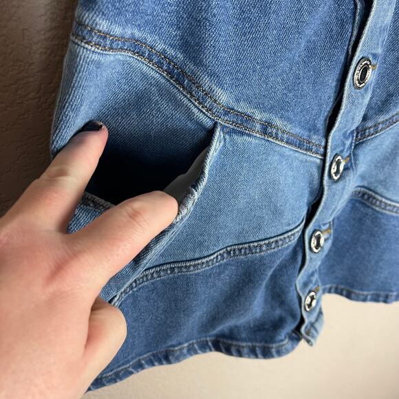 Y2K Denim Patchwork Mini Skirt Size 5 - Picture 3 of 6